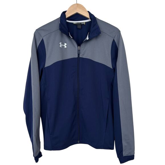 Under Armour Navy Blue Gray Full Zip Sweatshirt Sz S - Picture 2 of 4